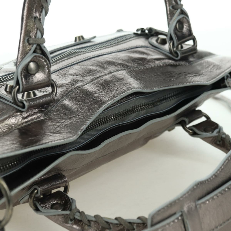 【日本直送】BALENCIAGA The First 手提包 皮革 2way 銀色 103208 正品 YKZ863SAM-5