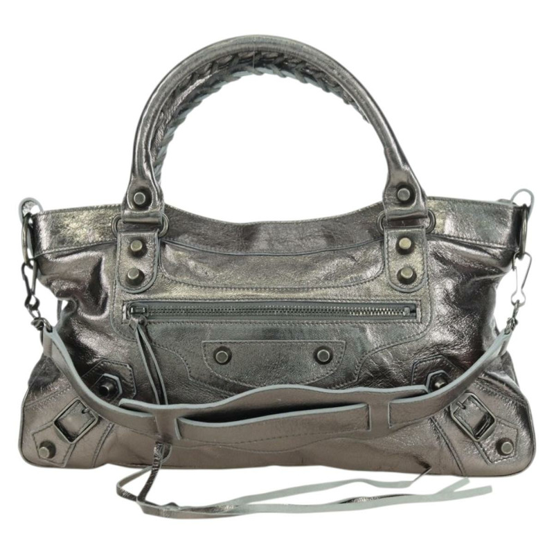 【日本直送】BALENCIAGA The First 手提包 皮革 2way 銀色 103208 正品 YKZ863SAM-12