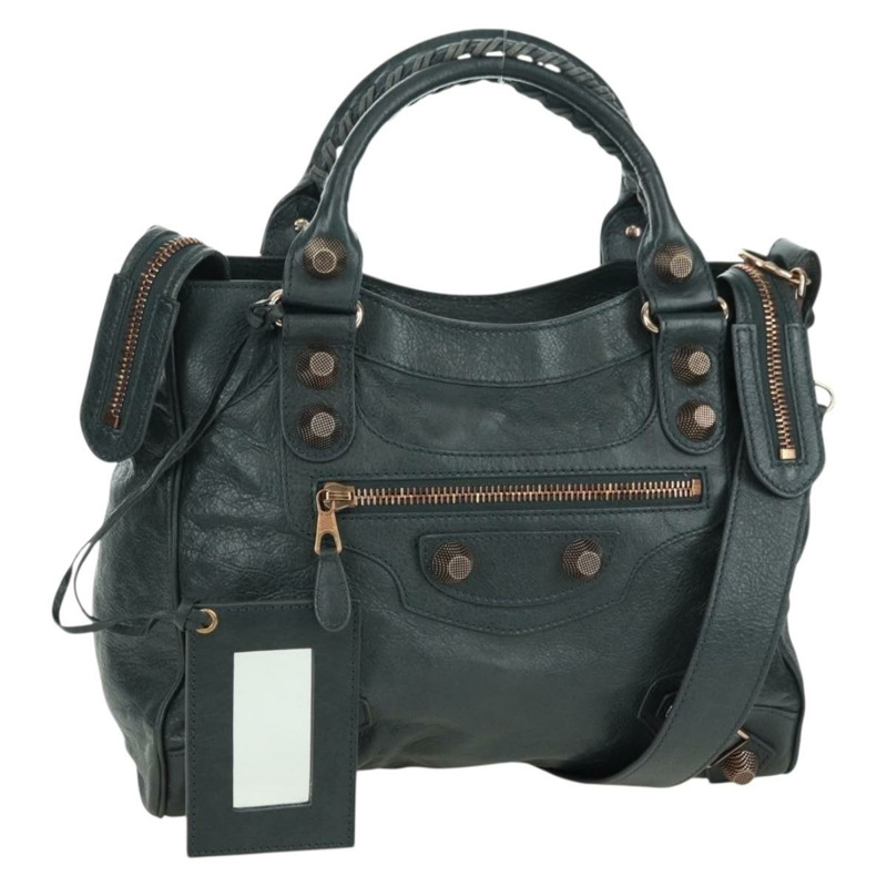 【日本直送】BALENCIAGA 經典 Vero 手提包 皮革 兩用 灰色/金色 263244 正品 yk20212SAM-0