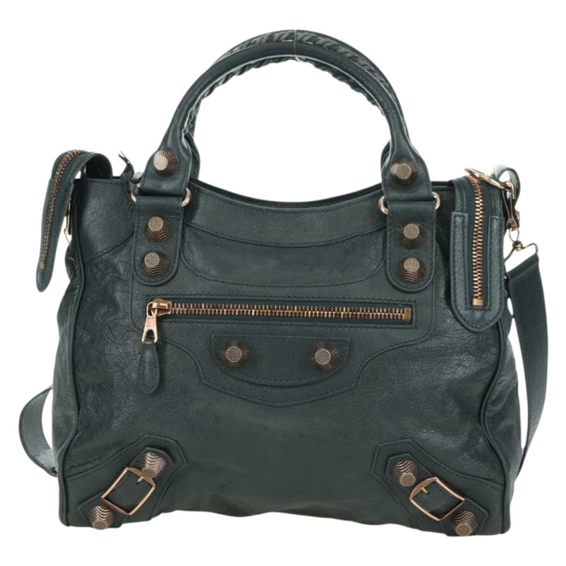 【日本直送】BALENCIAGA 經典 Vero 手提包 皮革 兩用 灰色/金色 263244 正品 yk20212SAM-12