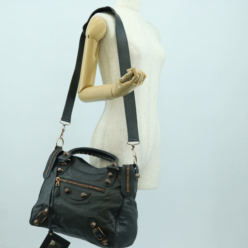 【日本直送】BALENCIAGA 經典 Vero 手提包 皮革 兩用 灰色/金色 263244 正品 yk20212SAM-25