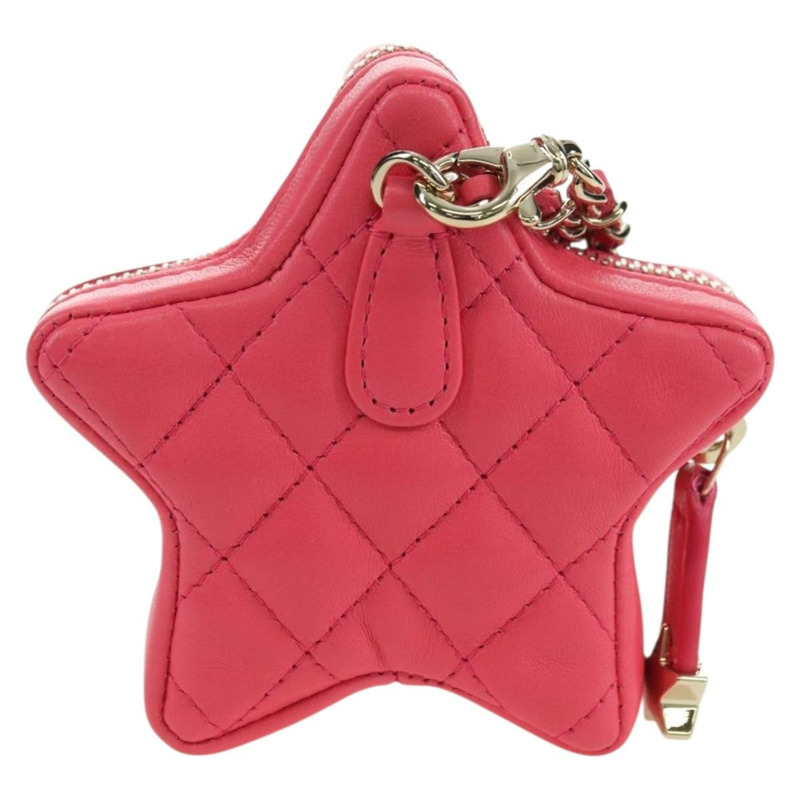 【日本直送】香奈兒 (CHANEL) 絎縫星形包飾 羊皮 粉紅色 金 CC 正品 YKZ1175SAM-1