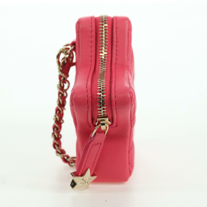 【日本直送】香奈兒 (CHANEL) 絎縫星形包飾 羊皮 粉紅色 金 CC 正品 YKZ1175SAM-3