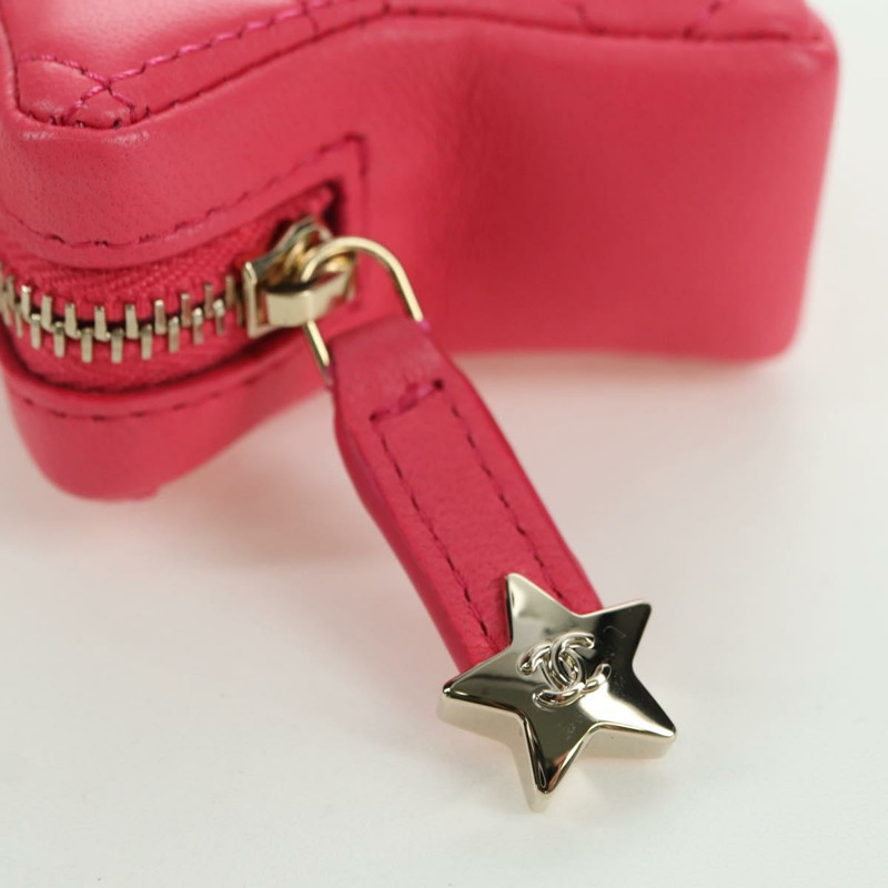 【日本直送】香奈兒 (CHANEL) 絎縫星形包飾 羊皮 粉紅色 金 CC 正品 YKZ1175SAM-8