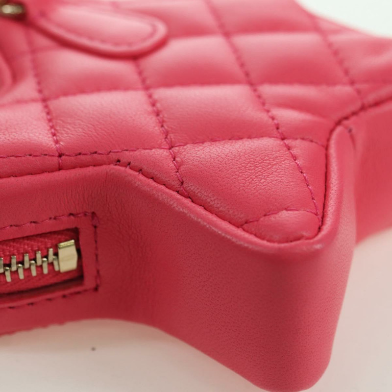 【日本直送】香奈兒 (CHANEL) 絎縫星形包飾 羊皮 粉紅色 金 CC 正品 YKZ1175SAM-14