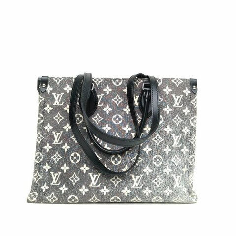 LOUIS VUITTON 老花帆布晶片黑色銀扣Onthego中號漸變肩背包