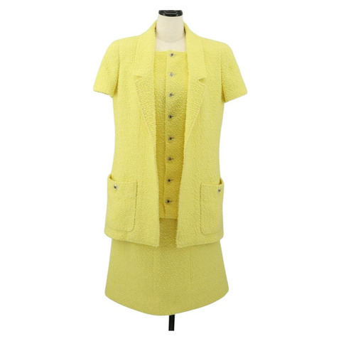 香奈兒外套半裙套裝 羊毛 黃色 CC 正品 YKZ1185SAV