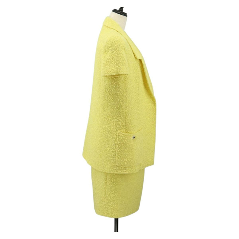 【日本直送】香奈兒羊毛黃色CC標誌外套半裙組 YKZ1185SAV-2