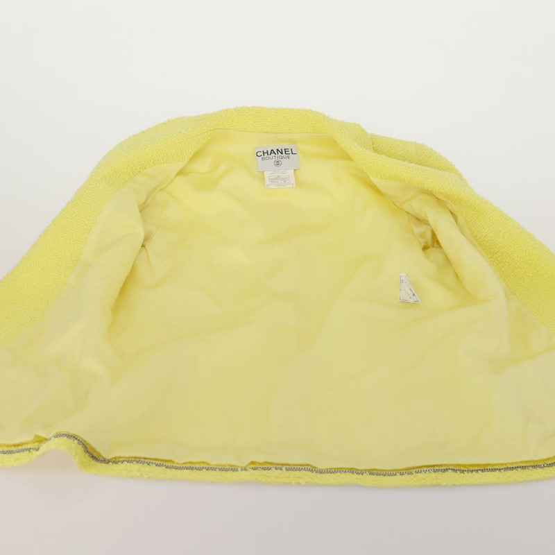 【日本直送】香奈兒羊毛黃色CC標誌外套半裙組 YKZ1185SAV-7