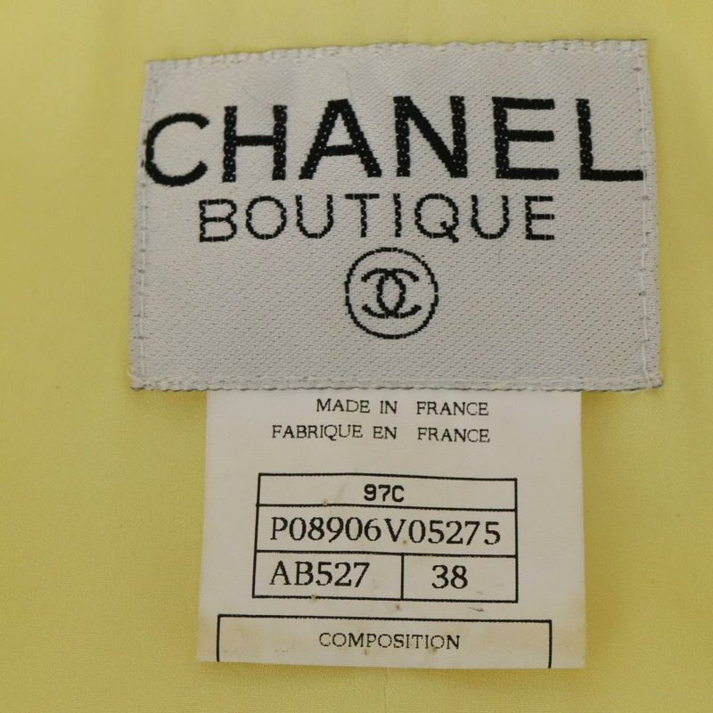 【日本直送】香奈兒羊毛黃色CC標誌外套半裙組 YKZ1185SAV-8