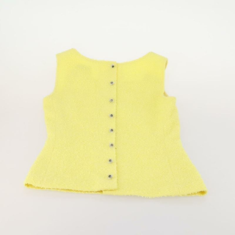 【日本直送】香奈兒羊毛黃色CC標誌外套半裙組 YKZ1185SAV-11