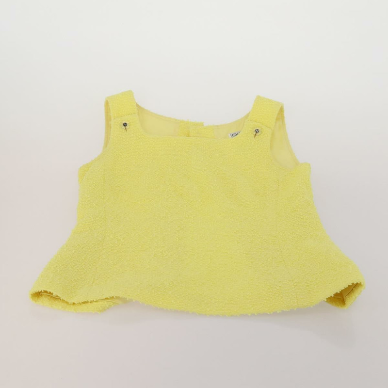 【日本直送】香奈兒羊毛黃色CC標誌外套半裙組 YKZ1185SAV-12