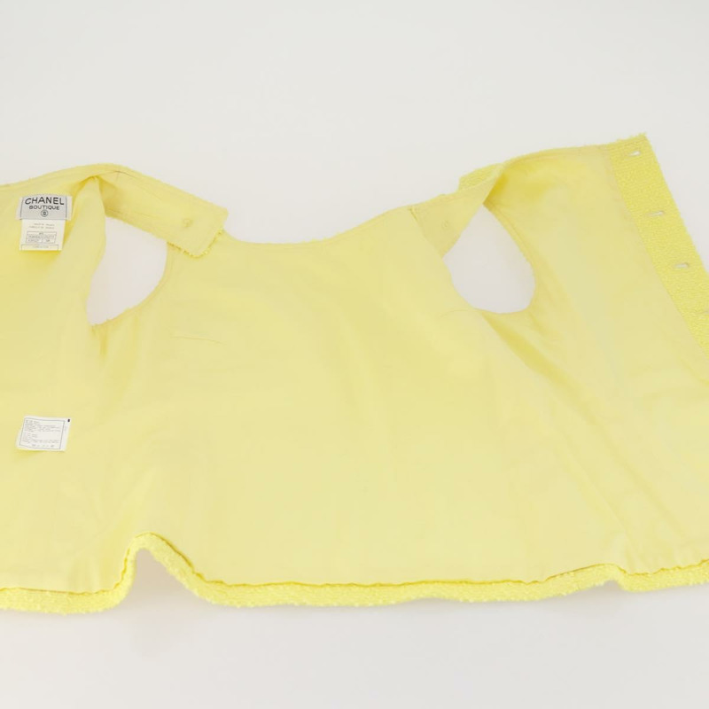 【日本直送】香奈兒羊毛黃色CC標誌外套半裙組 YKZ1185SAV-14