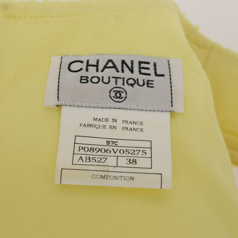 【日本直送】香奈兒羊毛黃色CC標誌外套半裙組 YKZ1185SAV-16