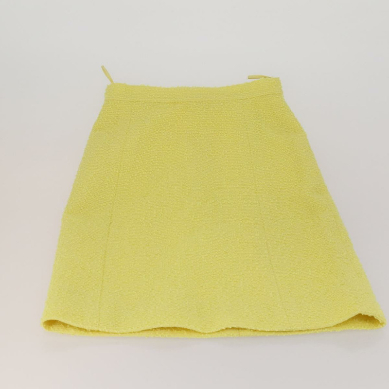 【日本直送】香奈兒羊毛黃色CC標誌外套半裙組 YKZ1185SAV-19