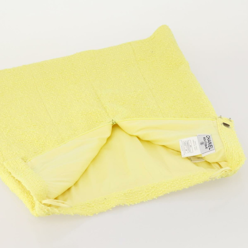 【日本直送】香奈兒羊毛黃色CC標誌外套半裙組 YKZ1185SAV-22