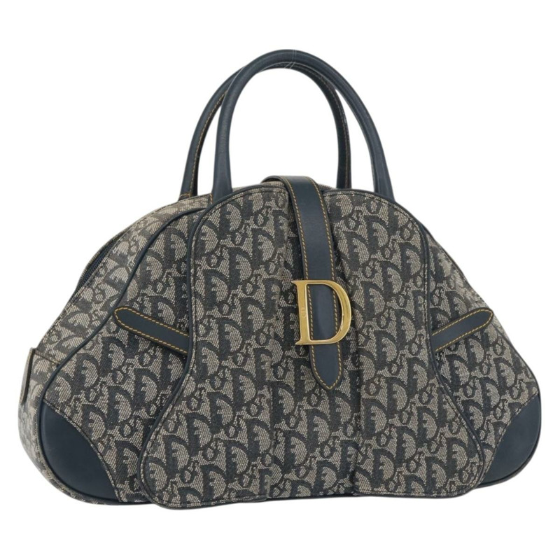 【日本直送】Christian Dior Trotter帆布馬鞍包 海軍藍 金色 正品 175481A-0