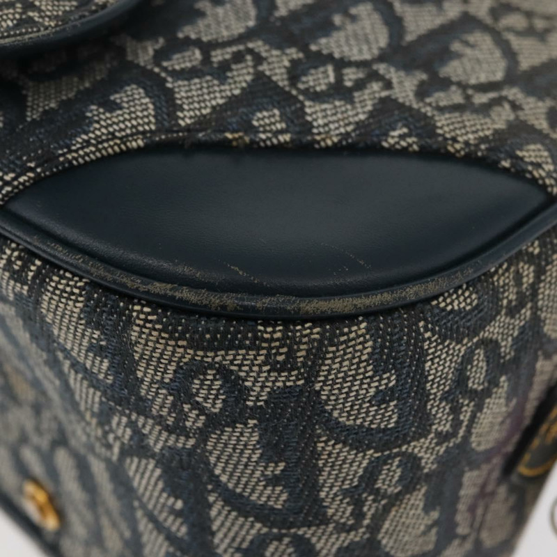 【日本直送】Christian Dior Trotter帆布馬鞍包 海軍藍 金色 正品 175481A-8