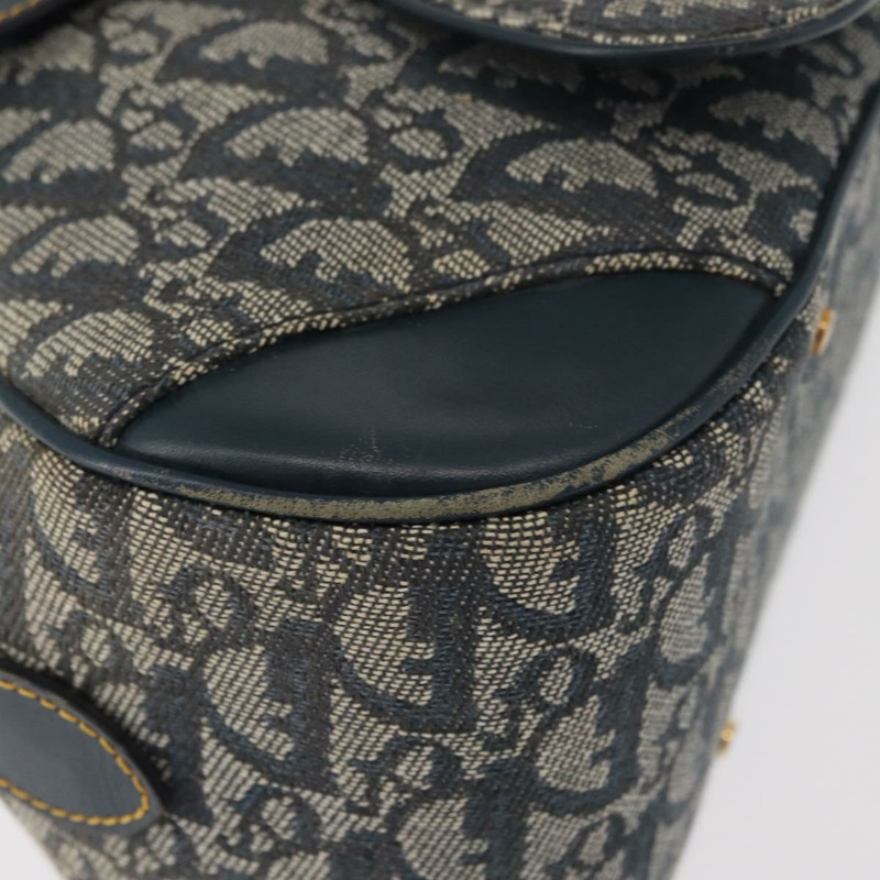 【日本直送】Christian Dior Trotter帆布馬鞍包 海軍藍 金色 正品 175481A-15