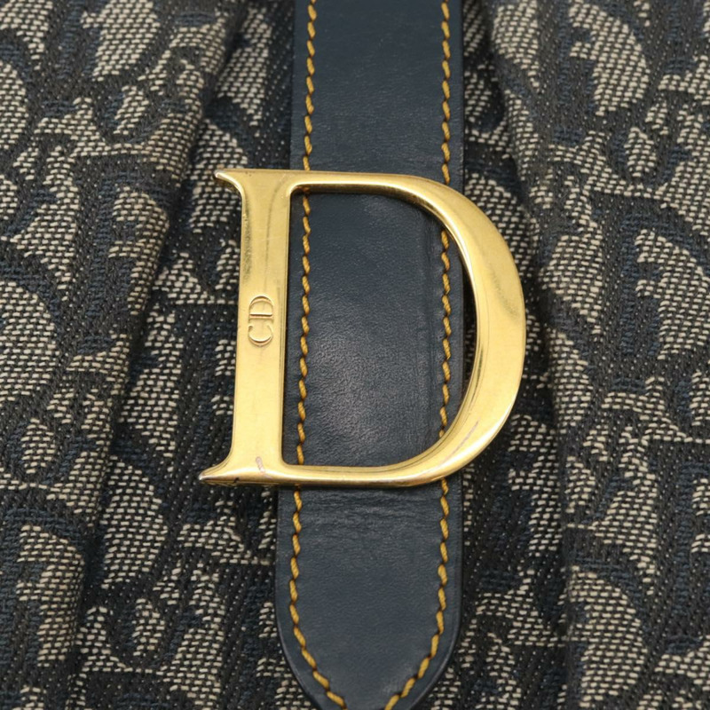 【日本直送】Christian Dior Trotter帆布馬鞍包 海軍藍 金色 正品 175481A-16