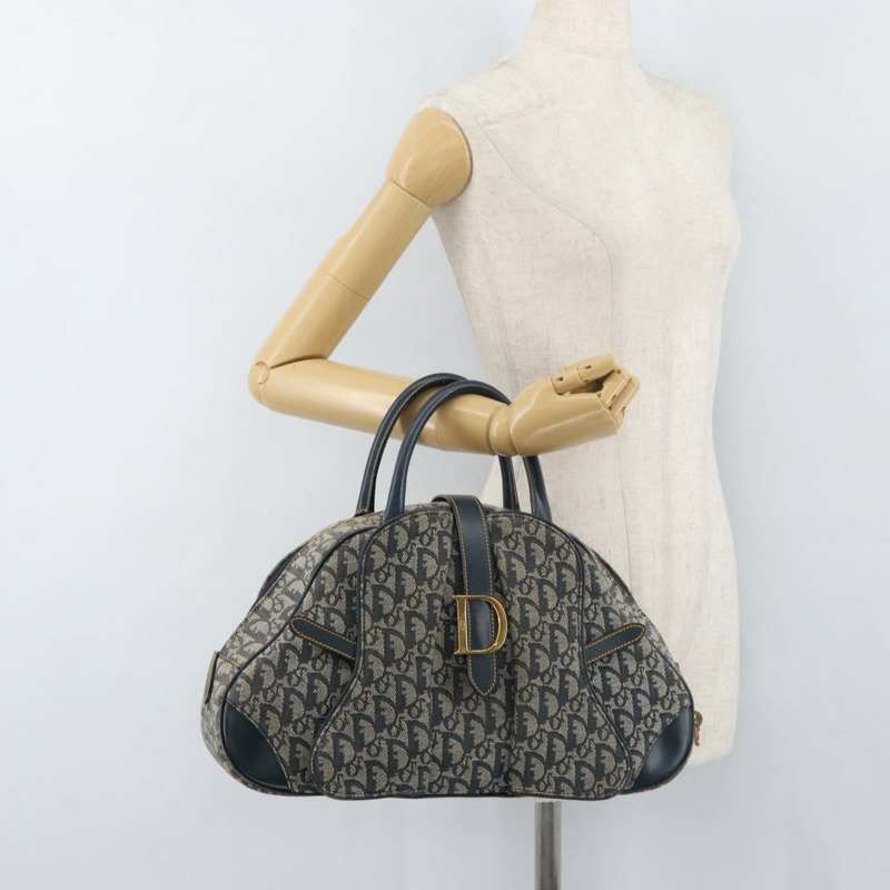 【日本直送】Christian Dior Trotter帆布馬鞍包 海軍藍 金色 正品 175481A-26