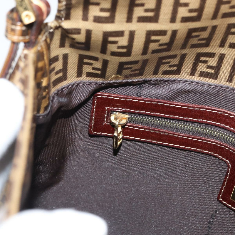 【日本直送】FENDI Zucchino帆布Mamma Baguette肩背包 米色 金色 正品 175477-23