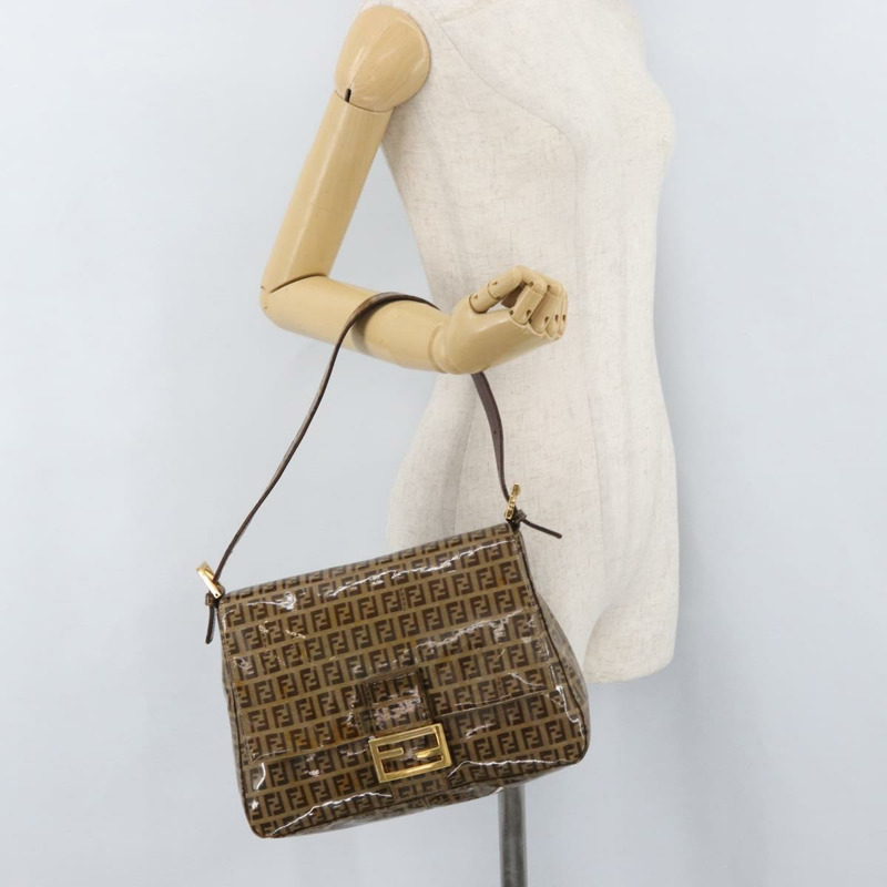 【日本直送】FENDI Zucchino帆布Mamma Baguette肩背包 米色 金色 正品 175477-25