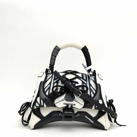 BALENCIAGA 黑白網布Hourglass沙漏S碼球鞋包肩背包