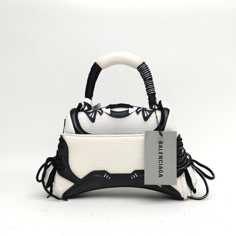 BALENCIAGA 黑白網布Hourglass沙漏S碼球鞋包肩背包-2