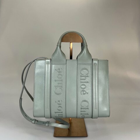 CHLOE 皮革湖水綠WOODY 小號 兩用包