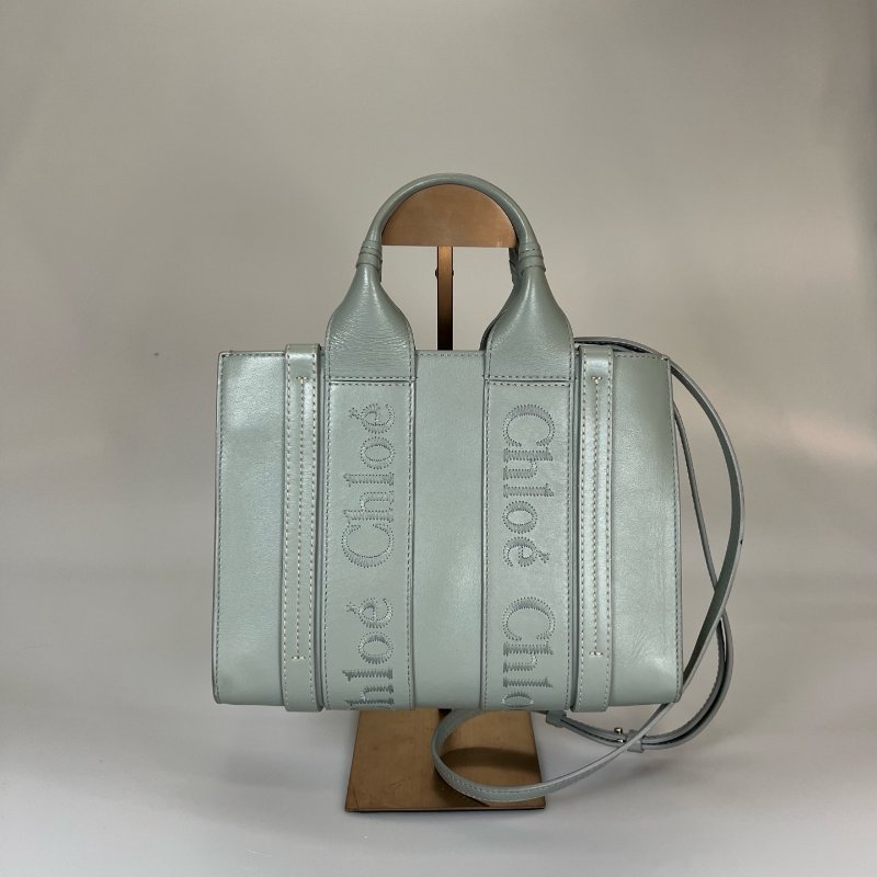 CHLOE 皮革湖水綠WOODY 小號 兩用包-1