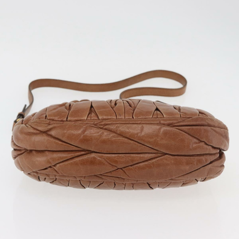 【日本直送】Miu Miu Matelasse 手提包 皮革 2way Brown Gold Auth 175497A-4