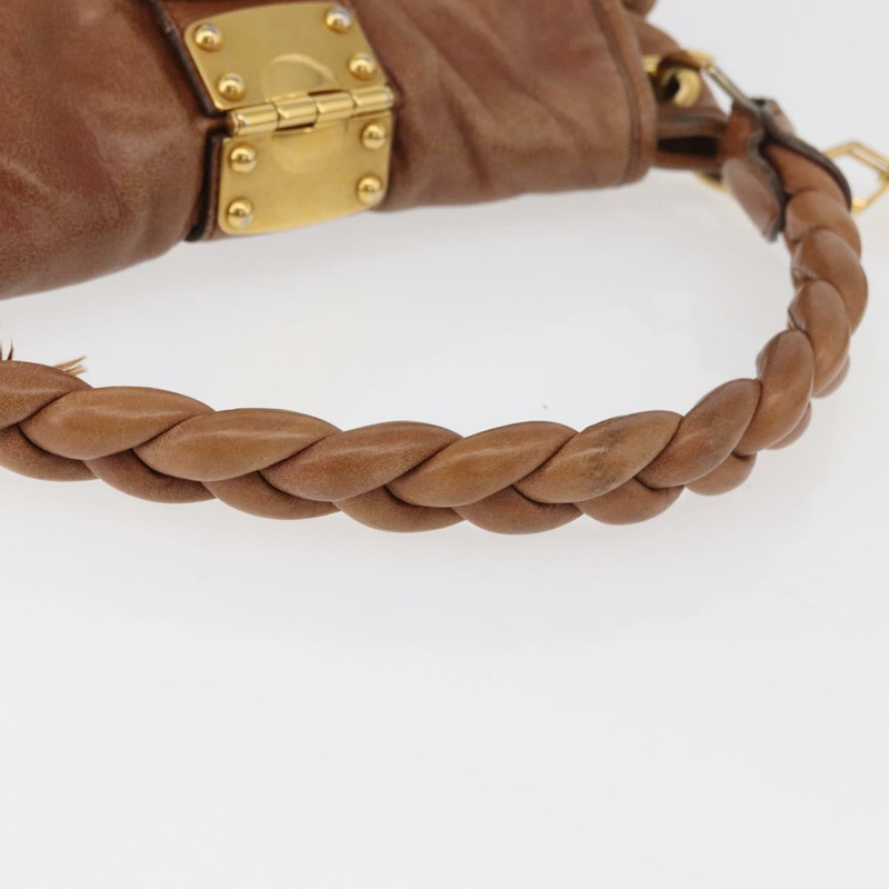 【日本直送】Miu Miu Matelasse 手提包 皮革 2way Brown Gold Auth 175497A-6