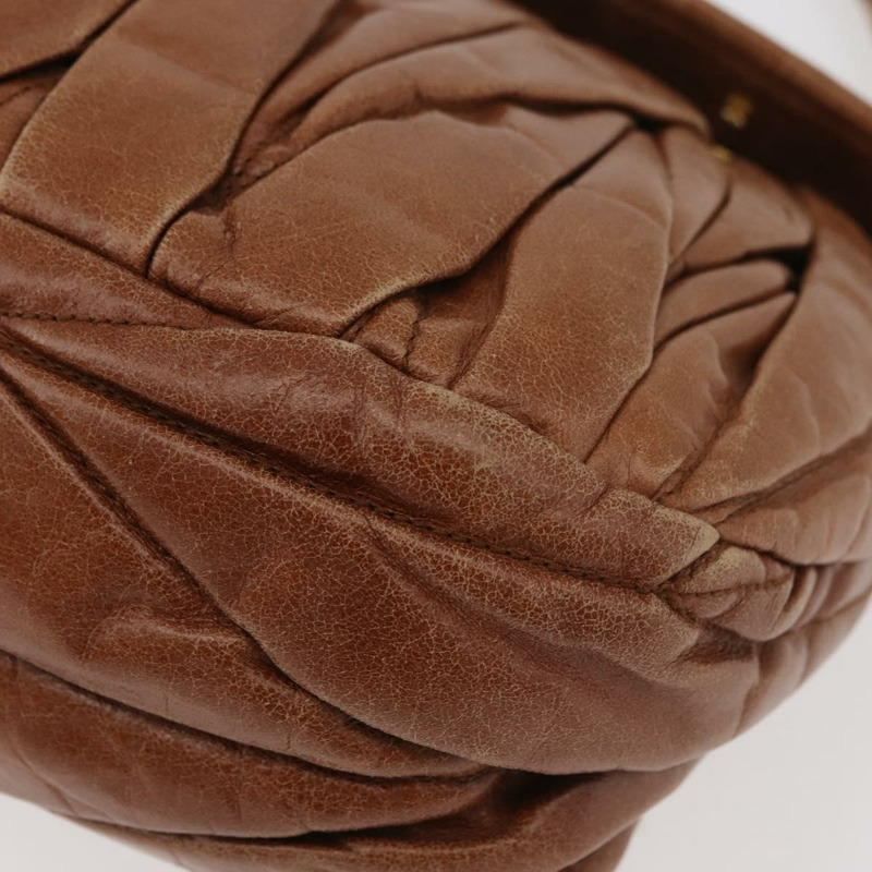 【日本直送】Miu Miu Matelasse 手提包 皮革 2way Brown Gold Auth 175497A-15