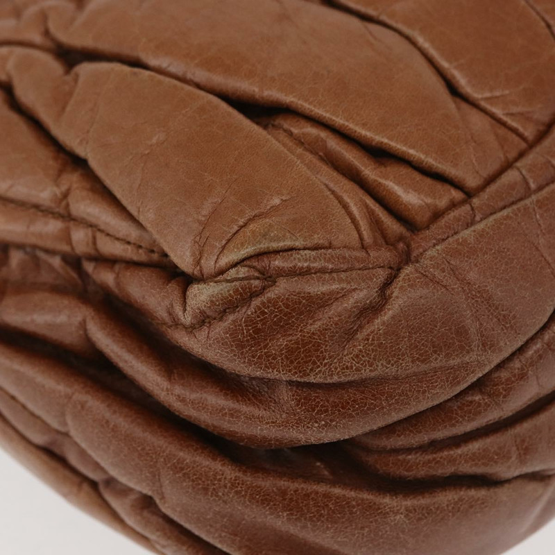 【日本直送】Miu Miu Matelasse 手提包 皮革 2way Brown Gold Auth 175497A-16