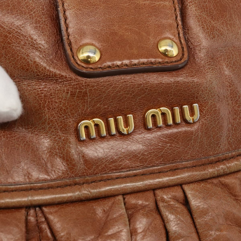 【日本直送】Miu Miu Matelasse 手提包 皮革 2way Brown Gold Auth 175497A-18