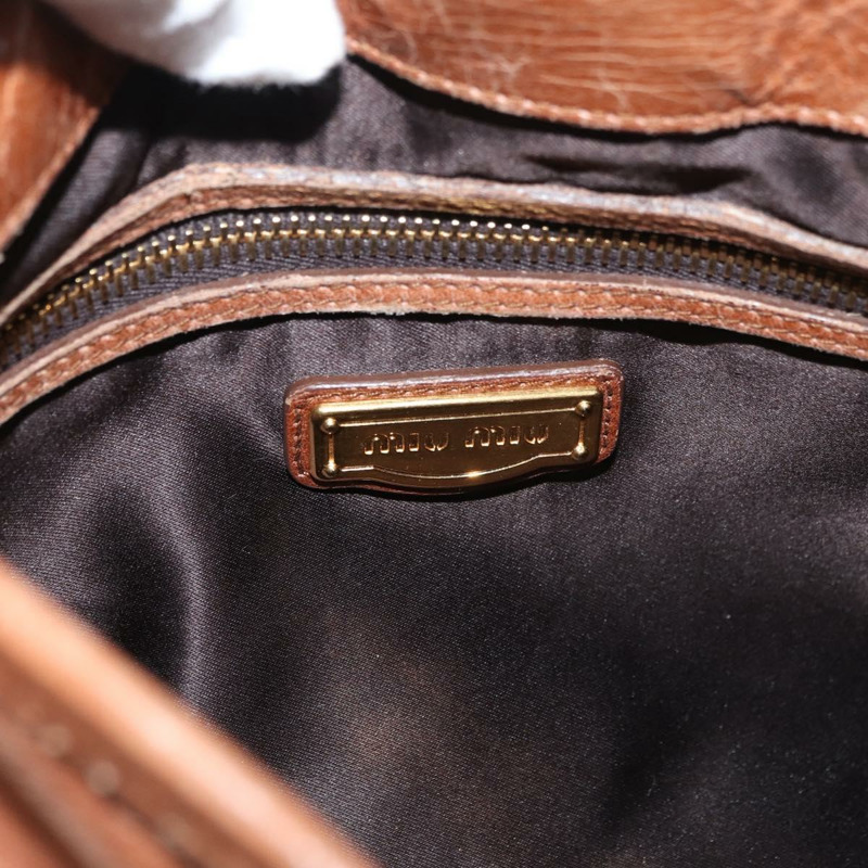 【日本直送】Miu Miu Matelasse 手提包 皮革 2way Brown Gold Auth 175497A-21
