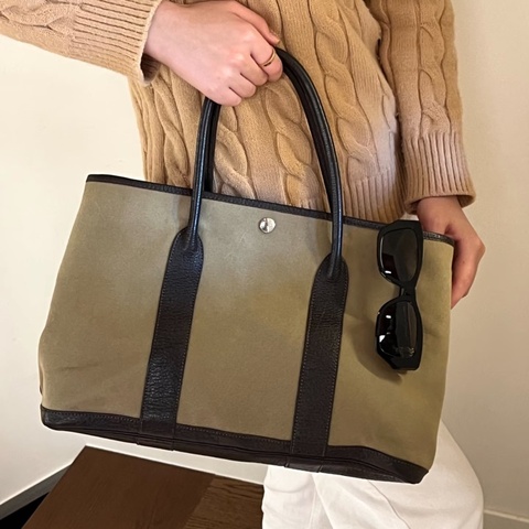 【罕見顏色✨日系軍裝風🪖男女都適合👫🏻】Hermes 愛馬仕 Garden party 36 橄欖綠拼烏木色