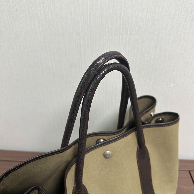 【罕見顏色✨日系軍裝風🪖男女都適合👫🏻】Hermes 愛馬仕 Garden party 36 橄欖綠拼烏木色-6