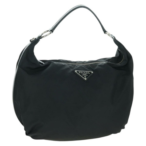 PRADA 單肩包 尼龍 黑色 銀色 正品 am11322V