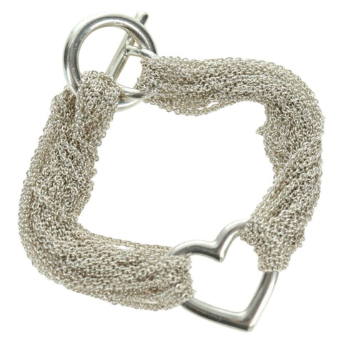 蒂芬妮 (TIFFANY&Co.) 10排鏤空心扣環手鍊 925銀 正品 am11311M