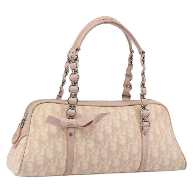 【日本直送】Christian Dior Trotter帆布鏈條浪漫包 PVC粉紅銀色 正品 175434A-0
