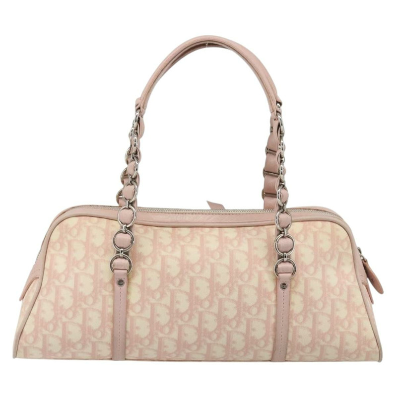 【日本直送】Christian Dior Trotter帆布鏈條浪漫包 PVC粉紅銀色 正品 175434A-1