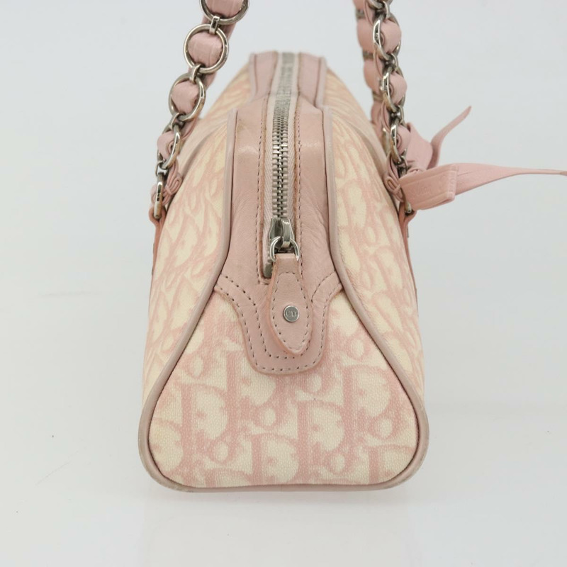 【日本直送】Christian Dior Trotter帆布鏈條浪漫包 PVC粉紅銀色 正品 175434A-2