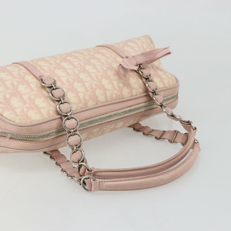 【日本直送】Christian Dior Trotter帆布鏈條浪漫包 PVC粉紅銀色 正品 175434A-6