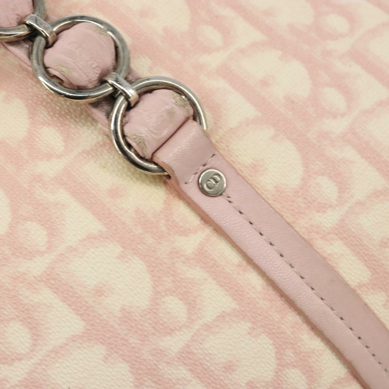 【日本直送】Christian Dior Trotter帆布鏈條浪漫包 PVC粉紅銀色 正品 175434A-9