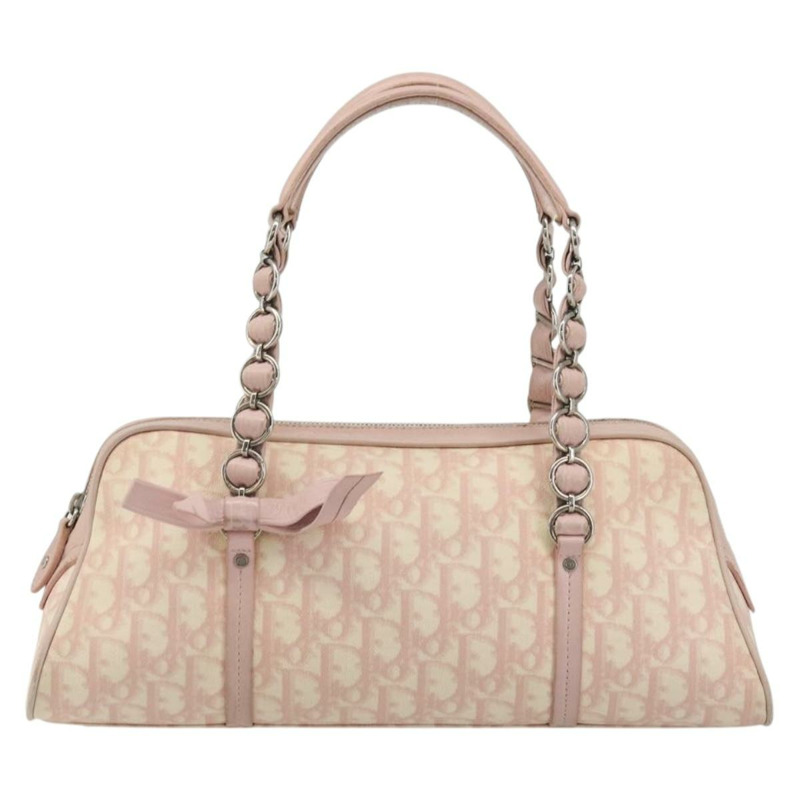 【日本直送】Christian Dior Trotter帆布鏈條浪漫包 PVC粉紅銀色 正品 175434A-12