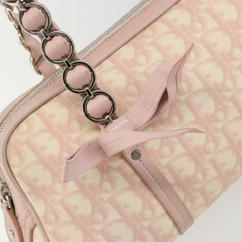 【日本直送】Christian Dior Trotter帆布鏈條浪漫包 PVC粉紅銀色 正品 175434A-16