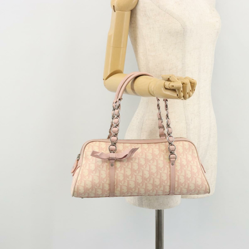 【日本直送】Christian Dior Trotter帆布鏈條浪漫包 PVC粉紅銀色 正品 175434A-23