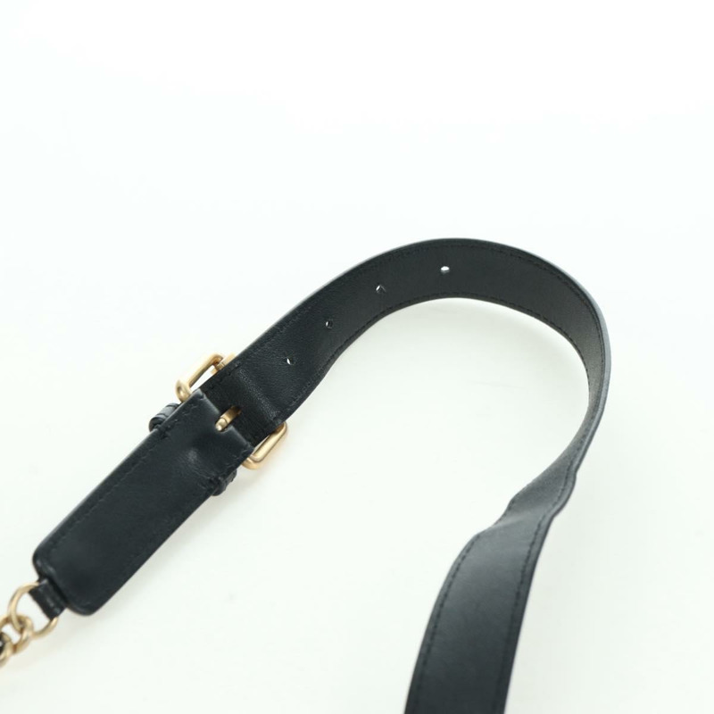 【日本直送】香奈兒 (CHANEL) 絎縫鏈條肩背包，棉質，黑色，金色雙C標誌，正品編號 175443SAM-13